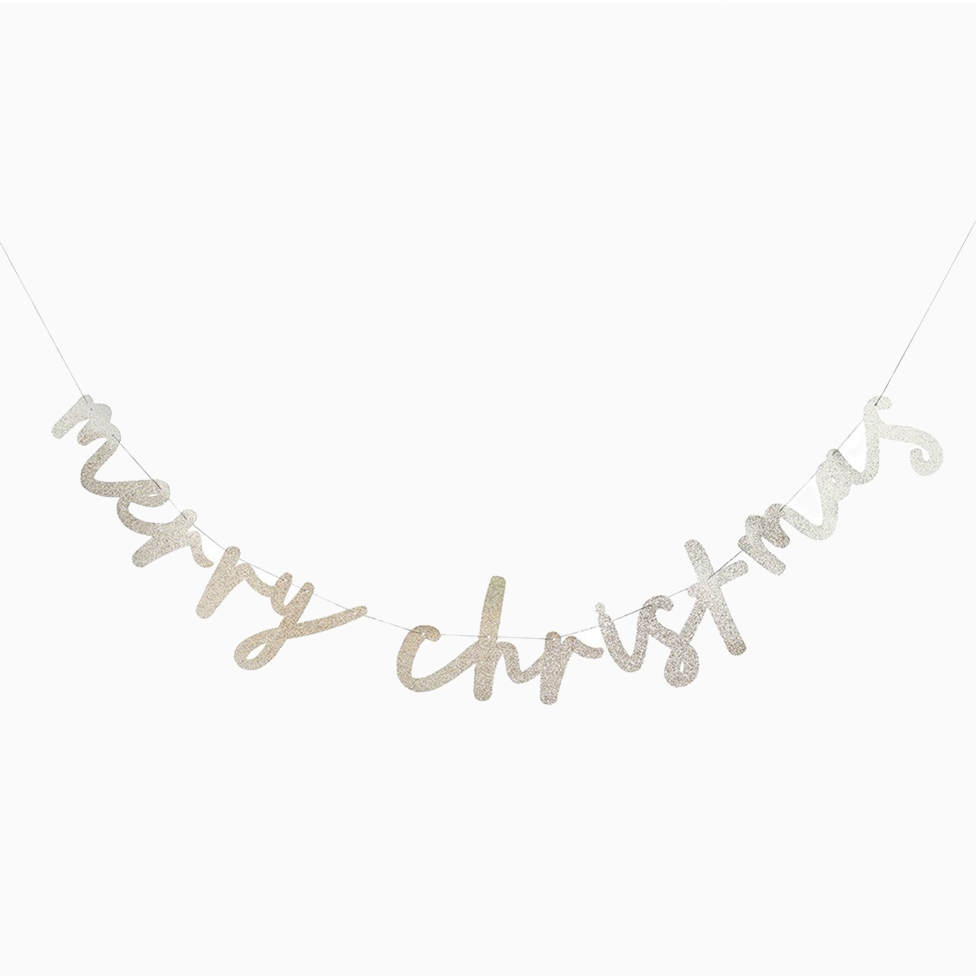 Garland-HBCC102 - Glitter 'Merry Christmas' Card Banner-Hootyballoo