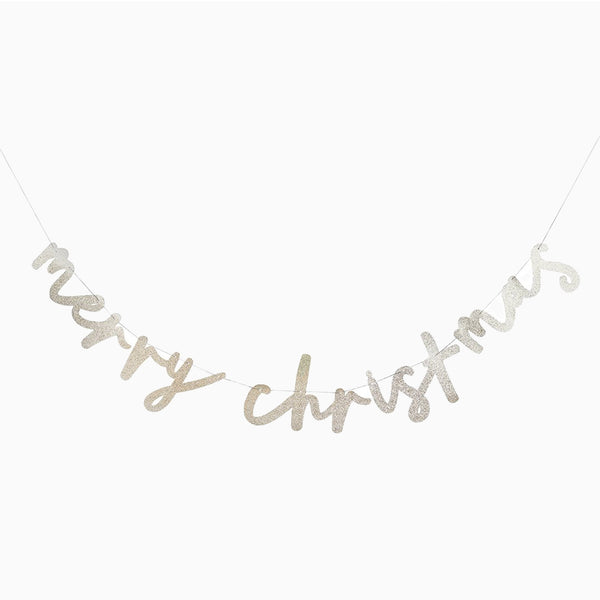 Garland-HBCC102 - Glitter 'Merry Christmas' Card Banner-Hootyballoo