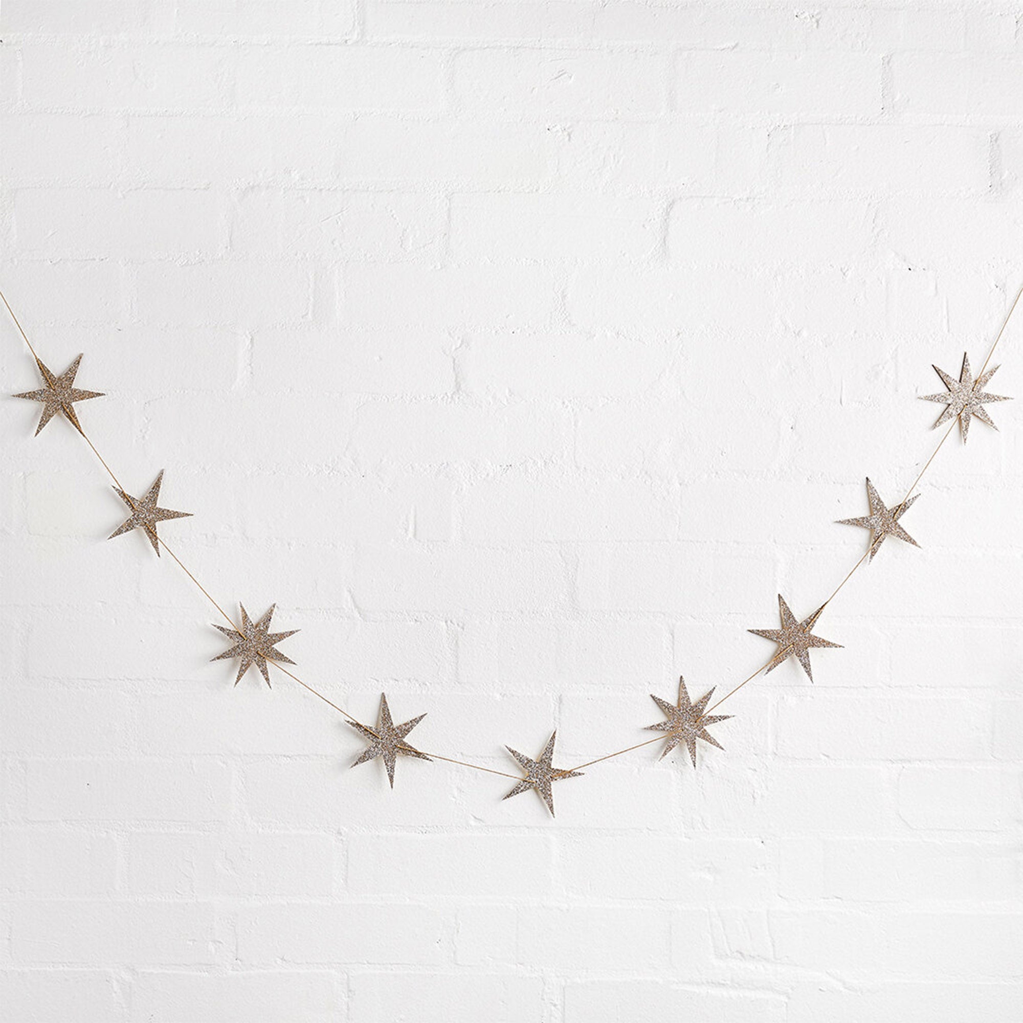 Garland-HBCC108 - Glitter Star Wooden Garland-Hootyballoo