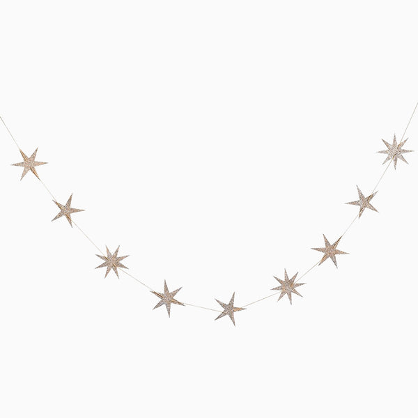 Garland-HBCC108 - Glitter Star Wooden Garland-Hootyballoo