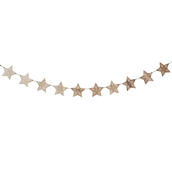 Garland - HBFF102 - Wooden Star Garland - Wooden Star Garland - Whistlefish