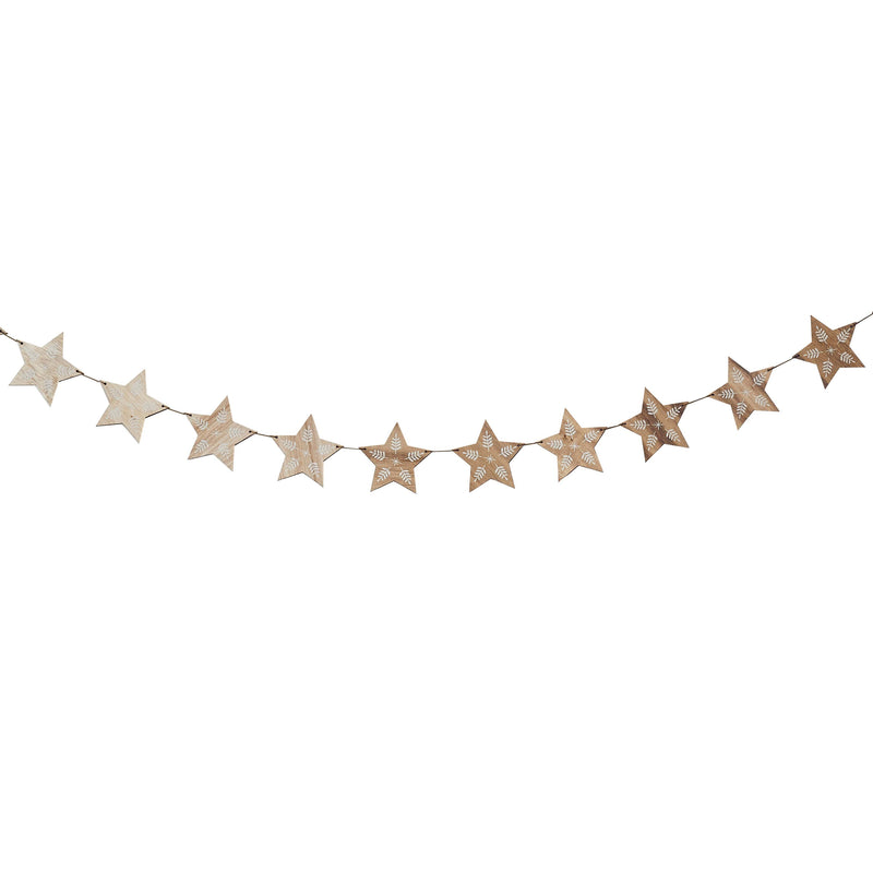 Garland - HBFF102 - Wooden Star Garland - Wooden Star Garland - Whistlefish