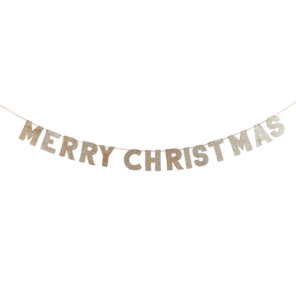 Garland - HBHJ100 - Golden Merry Christmas Wooden Banner 2m - Golden Merry Christmas Wooden Banner 2m - Whistlefish