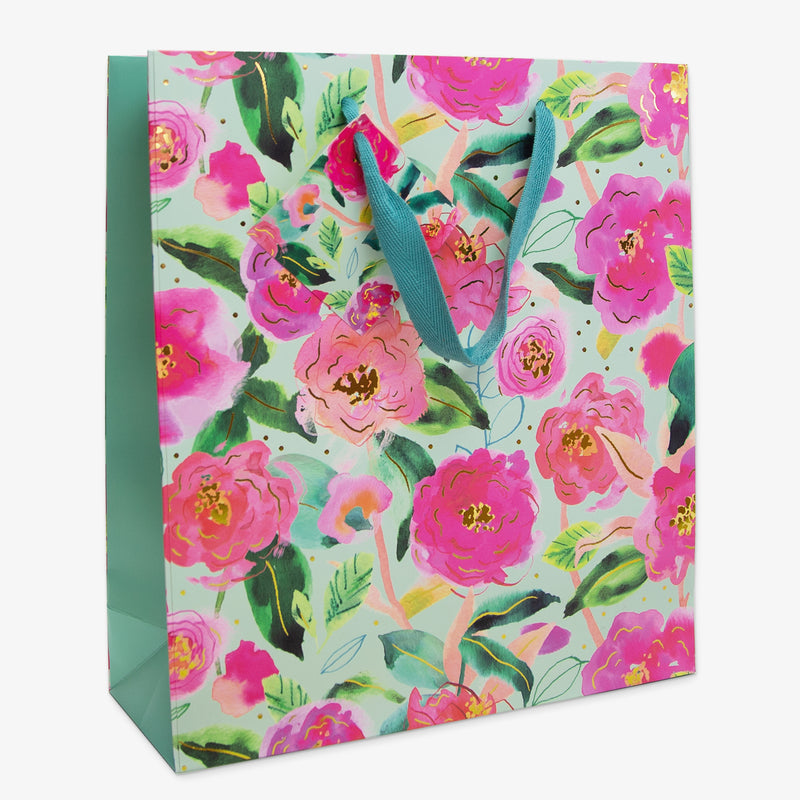 Gift Bag-AC01LB - Aqua Camellia Large Gift Bag-Whistlefish