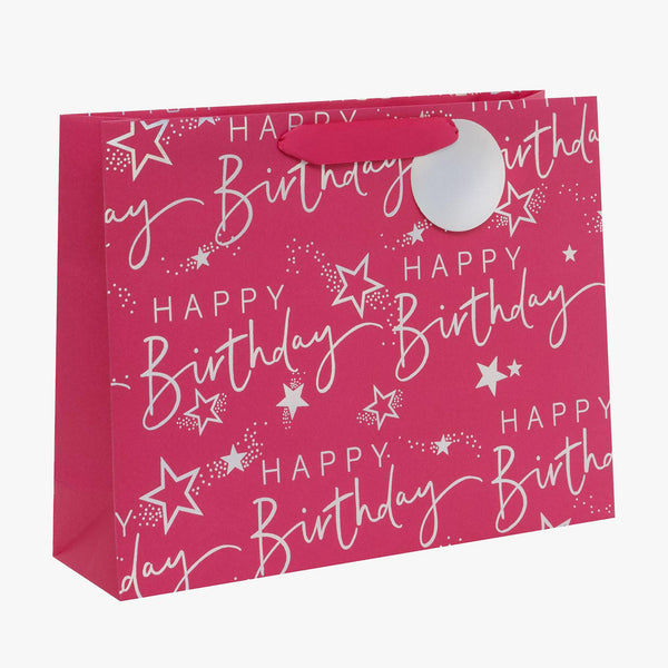 Gift Bag-GH9900 - Pink Happy Birthday Large Gift Bag-Glick