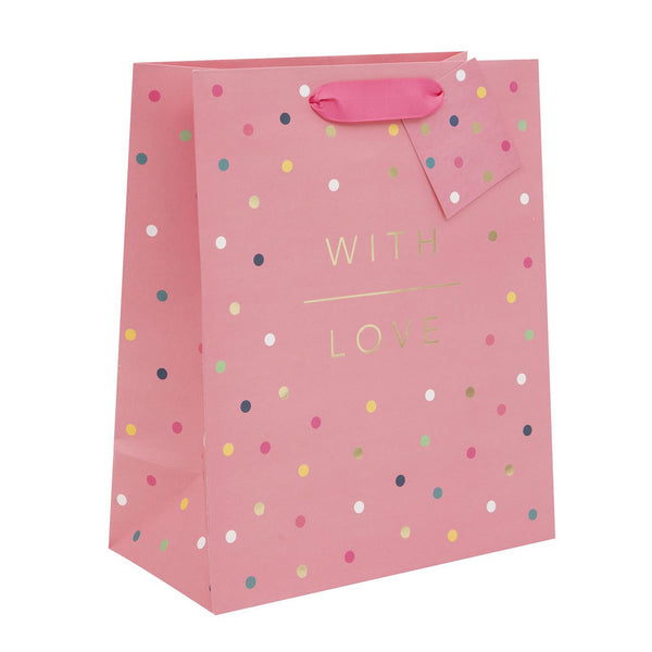 Gift Bag - GLT32 - With Love Spots Large Gift Bag - 