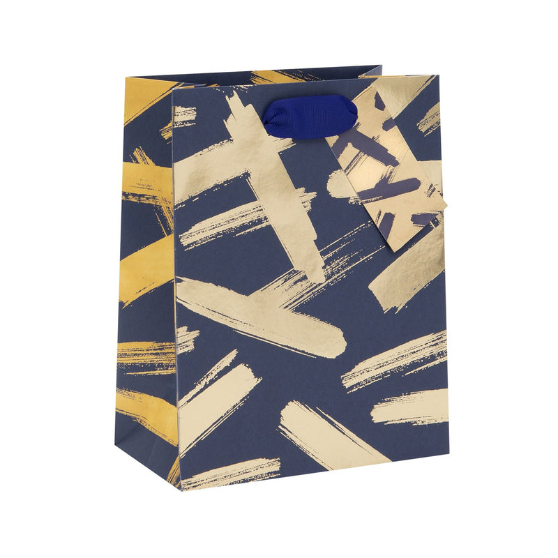 Gift Bag - GMC27 - Golden Brush Strokes Medium Gift Bag - Golden Brush Strokes Medium Gift Bag - Whistlefish