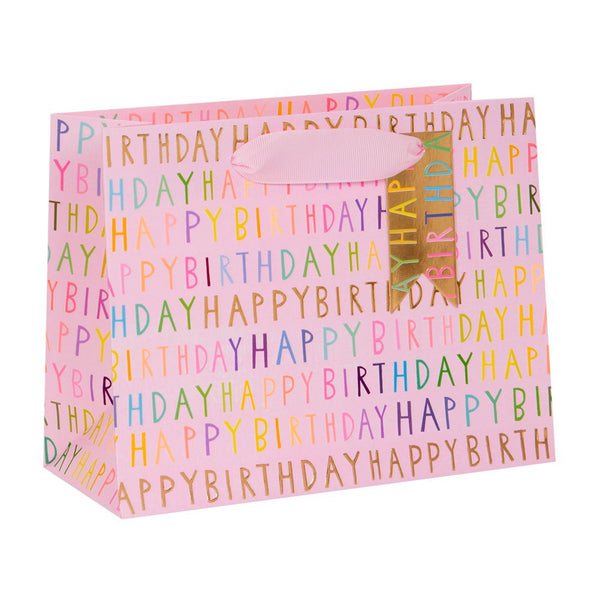 Gift Bag - GMPS96 - Pink Happy Birthday Luxury Medium Gift Bag - Pink Happy Birthday Luxury Medium Gift Bag- Whistlefish