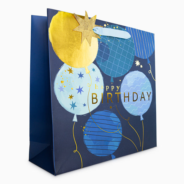 Gift Bag-WGB10LB - Blue Balloon Birthday Large Gift Bag-Whistlefish