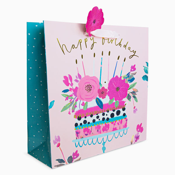 Gift Bag-WGB13LB - Pink Cake Birthday Large Gift Bag-Whistlefish