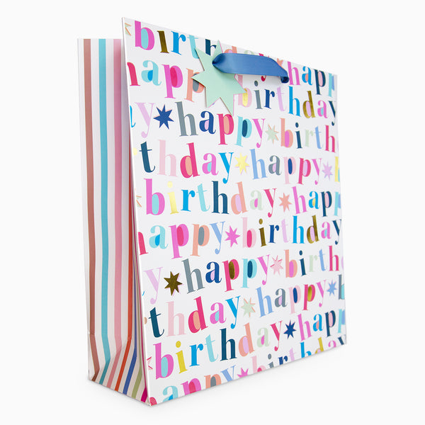 Gift Bag-WGB15LB - Bold White Birthday Large Gift Bag-Whistlefish