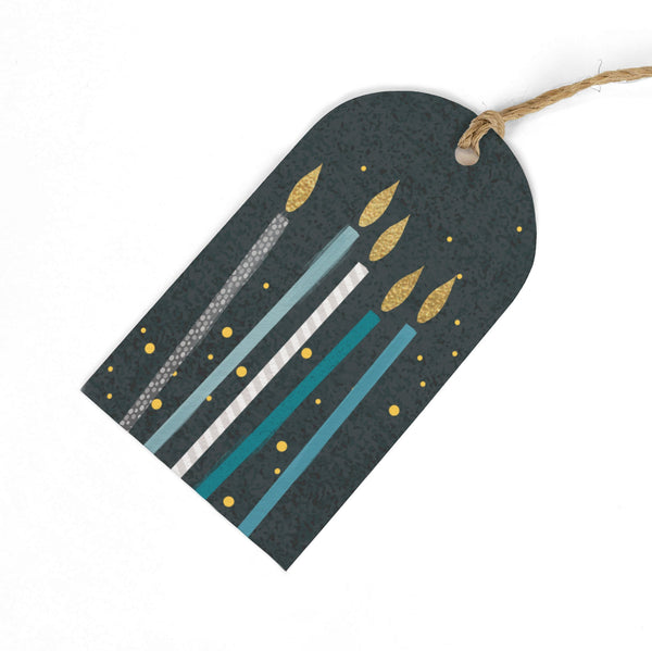 Gift Tag - GWT01 - Blue Candles Gift Tags (Pack of 6) - Blue Candles Gift Tag - Whistlefish