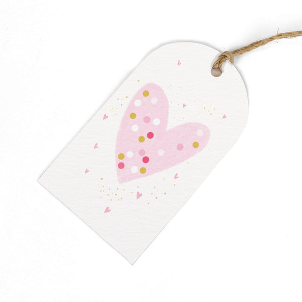 Gift Tag - GWT06 - Pink Heart Gift Tags (Pack of 6) - Pink Heart Gift Tag - Whistlefish