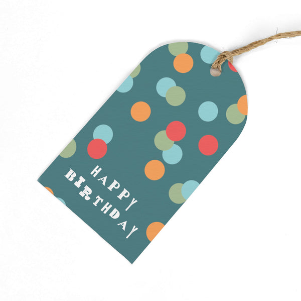 Gift Tag - GWT08 - Teal Confetti Gift Tags (Pack of 6) - Teal Confetti Gift Tag - Whistlefish