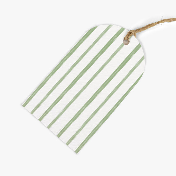 Gift Tag-GWT10 - Green Stripe Gift Tags (Pack of 6)-Whistlefish