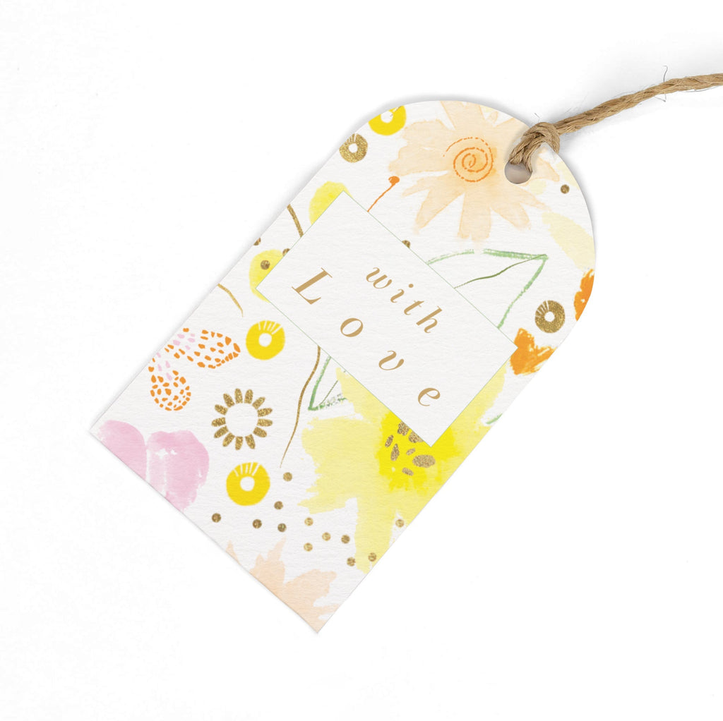 Gift Tag - GWT34 - Yellow Florals & Love Gift Tag (Pack of 6) - Yellow Florals & Love Gift Tag (Pack of 6) - Whistlefish