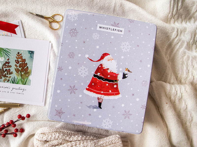 Gift Tin - XM01GT - Dancing Santa Gift Tin - Dancing Santa Christmas Gift Tin - Whistlefish