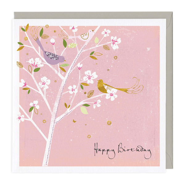 Greeting Card-A040 - Blossom And Birds Birthday Card-Whistlefish