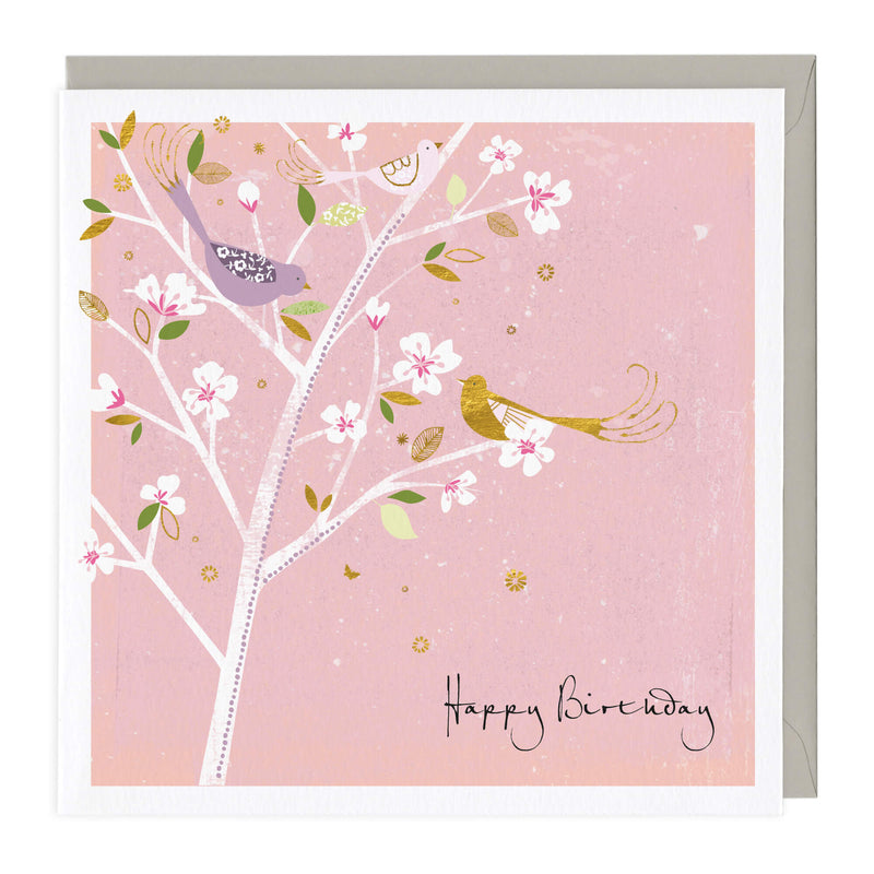 A040 - Blossom And Birds Birthday Card