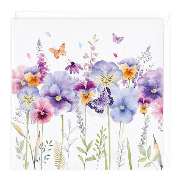 Greeting Card-A360 - Pansies Floral Card-Whistlefish