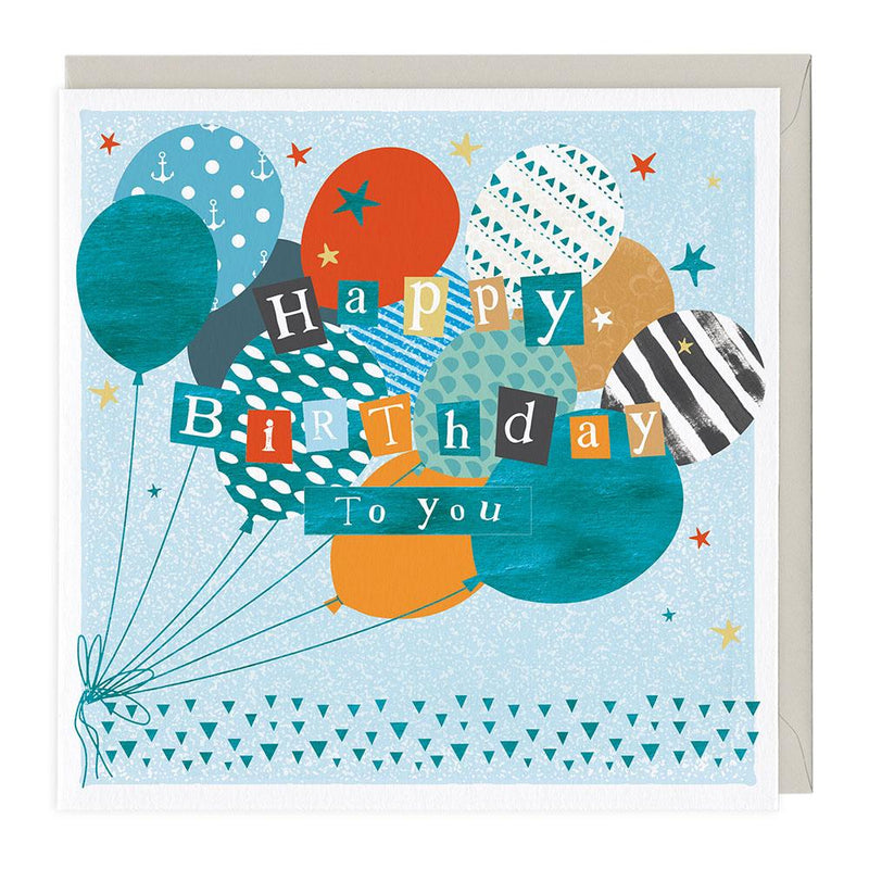 Greeting Card-A427 - Patterned Balloons Birthday Card-Whistlefish