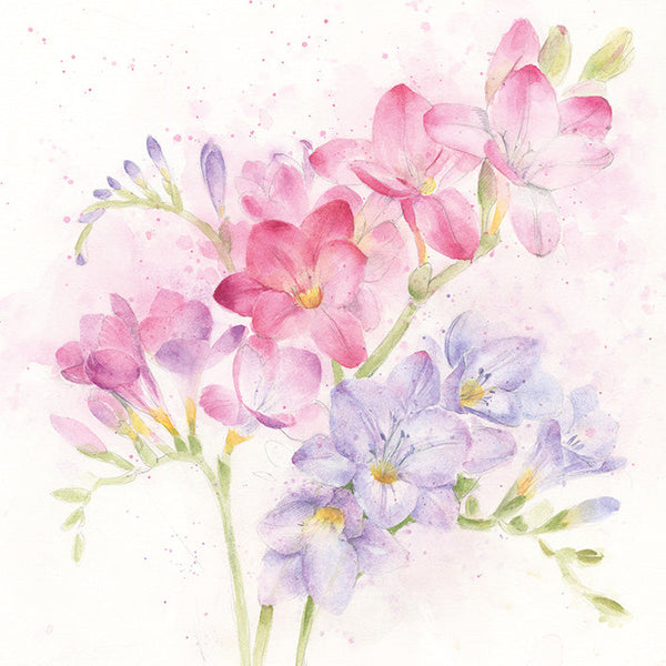 Greeting Card-A497 - Freesia Floral Art Card-Whistlefish