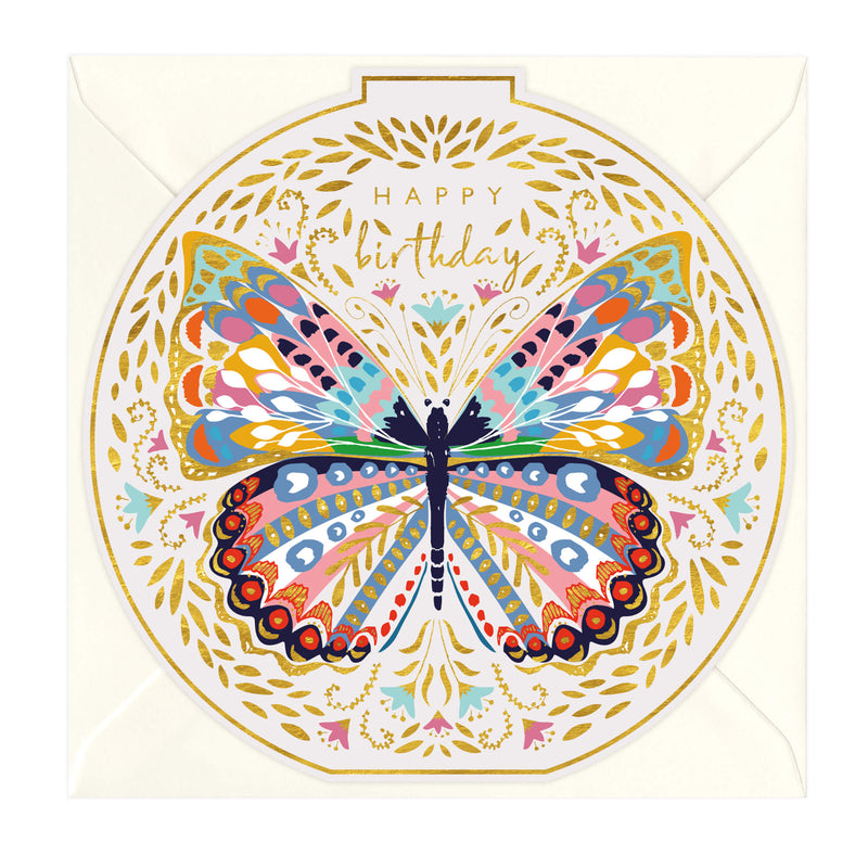 A546 - Happy Birthday Butterfly Round Card