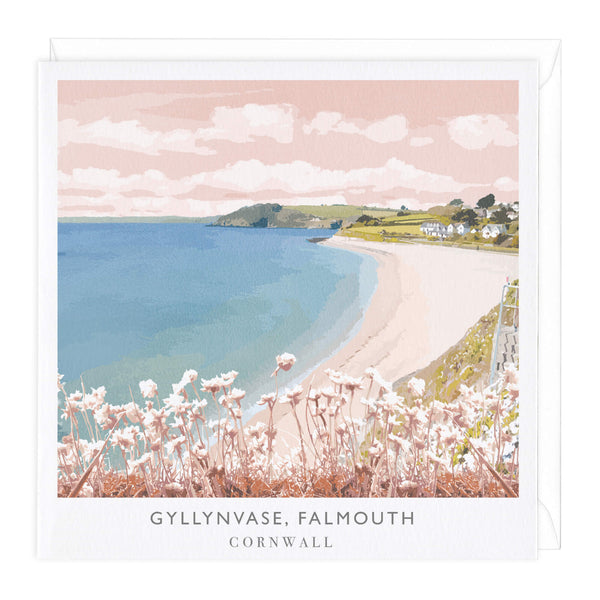 Greeting Card-A719 - Gyllynvase Beach Travel Art Card-Whistlefish