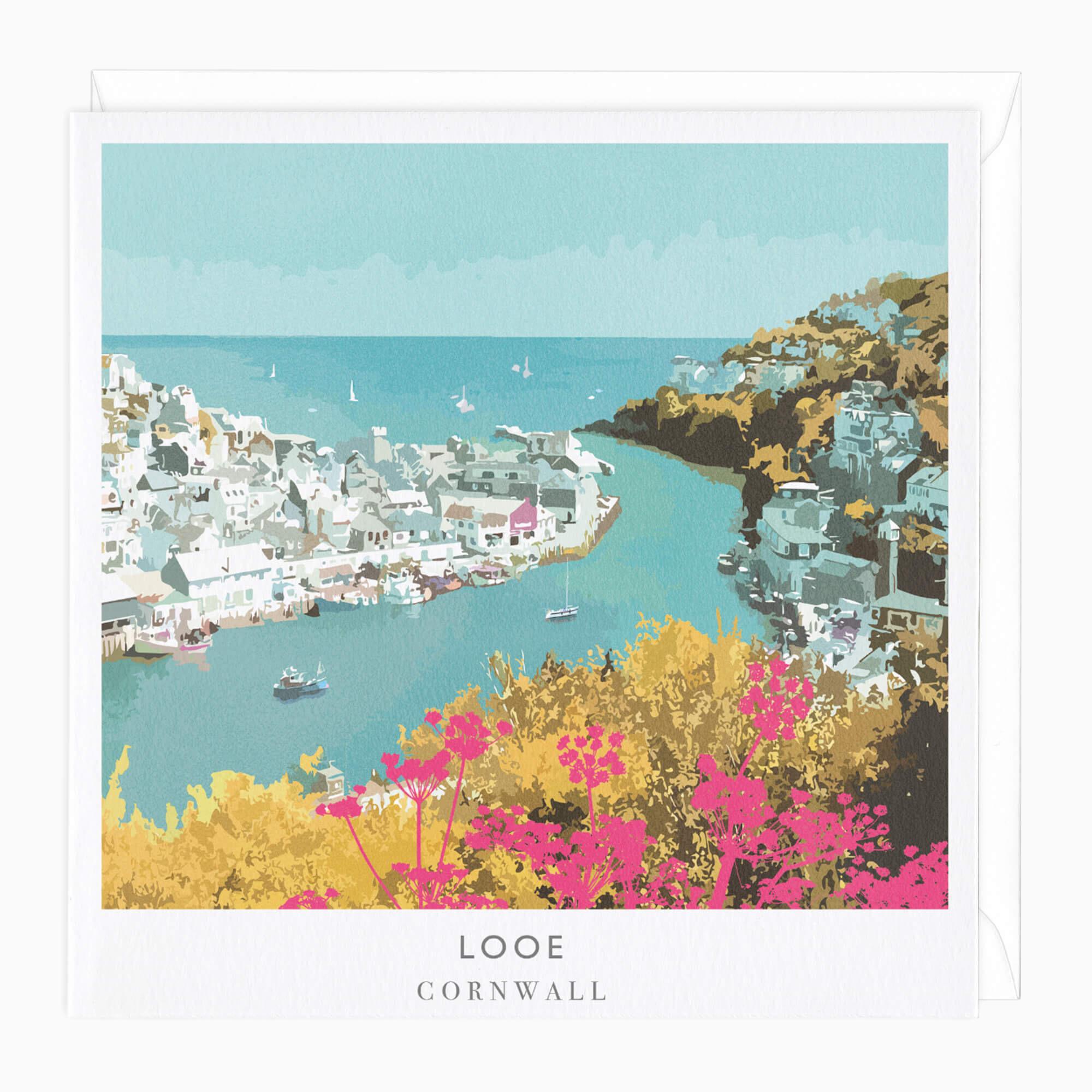 Greeting Card-A720 - Looe Travel Art Card-Whistlefish