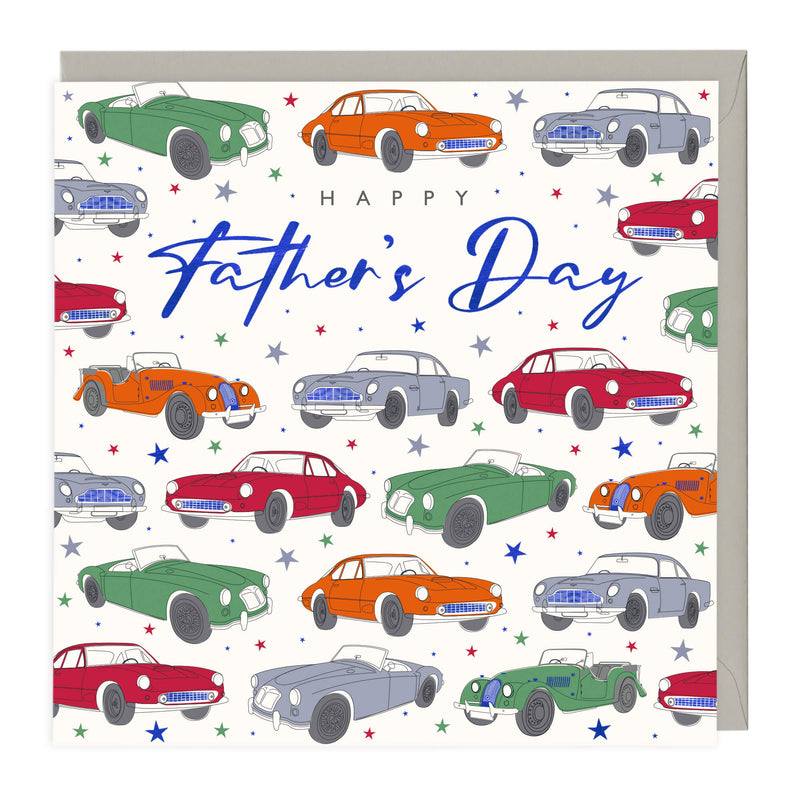 Greeting Card-B514 - Bright Classic Cars Father's Day Card-Whistlefish