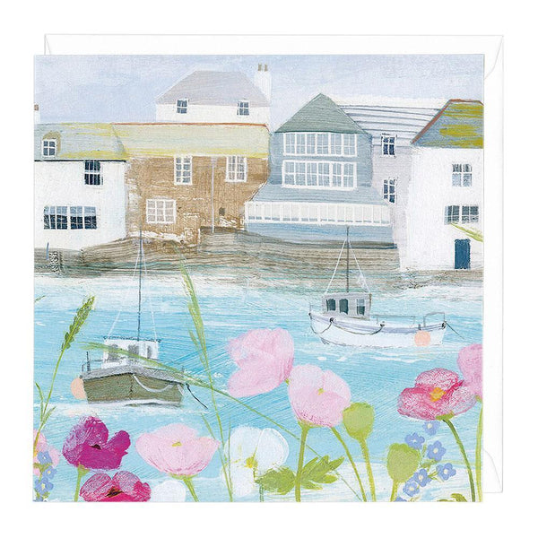Greeting Card-C299 - Boats In The Harbour Greeting Card-Whistlefish