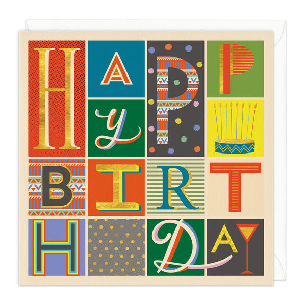 D027 - Colourful Typography Birthday Card