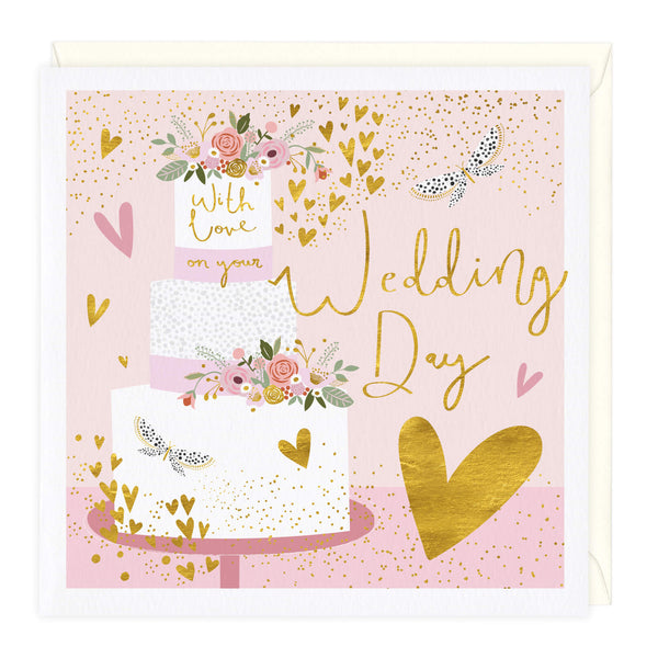 Greeting Card-D161 - Rose Cake Wedding Card-Whistlefish