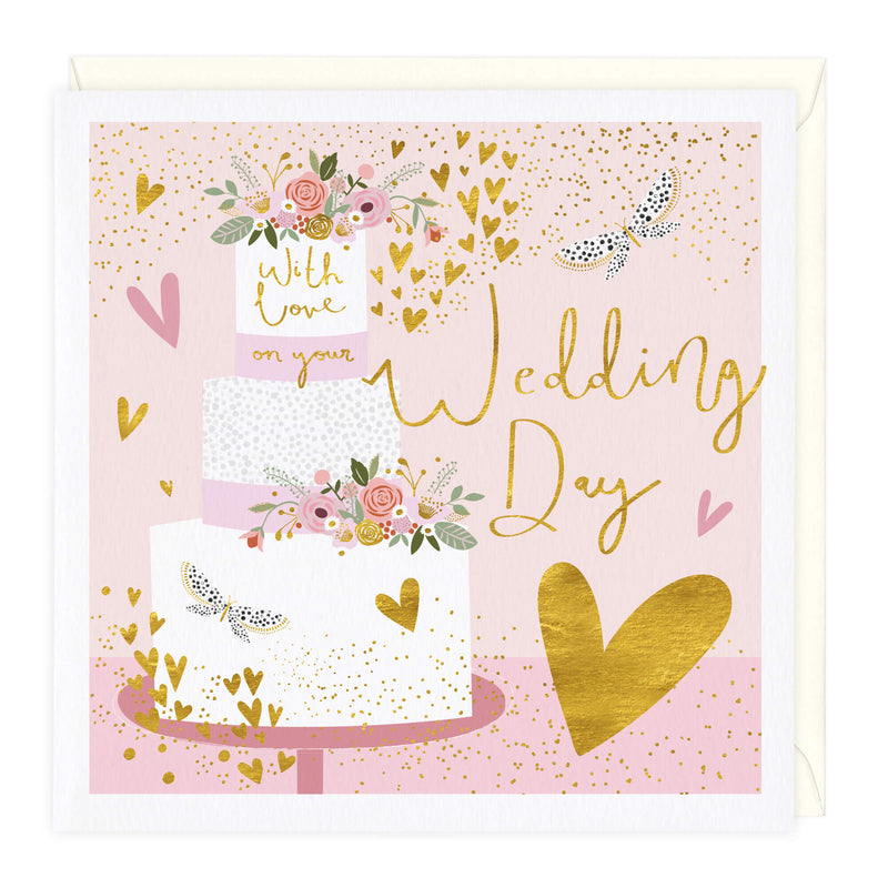 Greeting Card-D161 - Rose Cake Wedding Card-Whistlefish