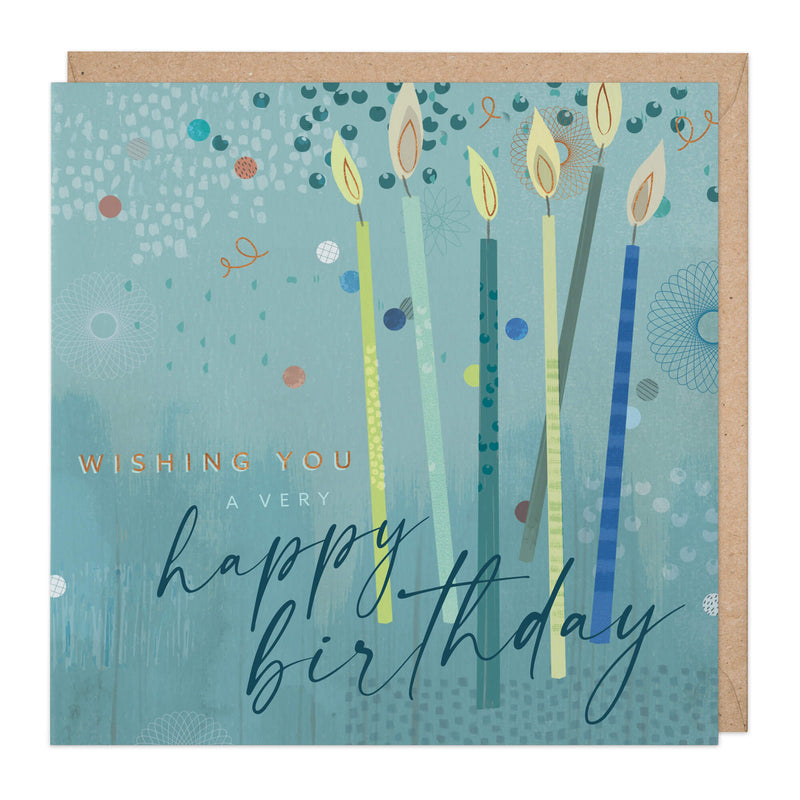 Greeting Card-D251 - Colourful Tall Candles Birthday Card-Whistlefish
