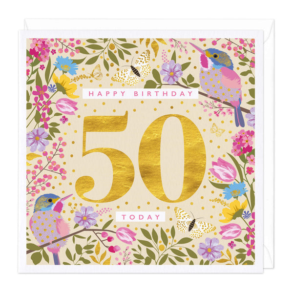 Greeting Card-D261 - Bright and Beautiful 50 Today Birthday Card-Whistlefish