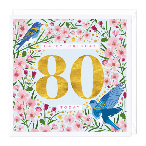 Greeting Card-D264 - Bright and Beautiful 80 Today Birthday Card-Whistlefish