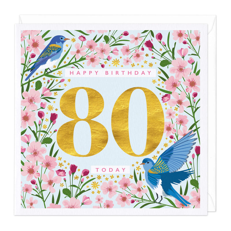 D264 - Bright and Beautiful 80 Today Birthday Card