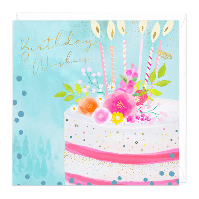 Greeting Card-D309 - Gorgeous Floral Cake Birthday Card-Whistlefish