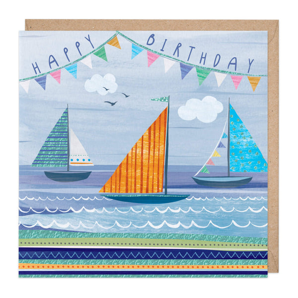 Greeting Card-D425 - Sailing Boats Birthday Card-Whistlefish