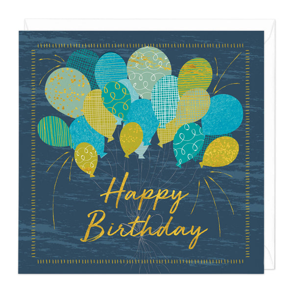 D516 - Blue Balloons Birthday Card