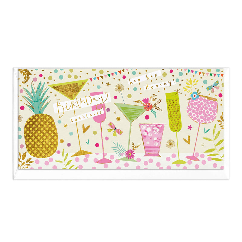 Greeting Card-D573 - Colourful Cocktails Slim Birthday Card-Whistlefish