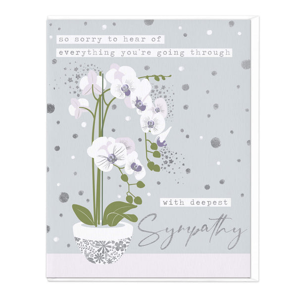 Greeting Card-D617 - Orchid Vase Sympathy Card-Whistlefish