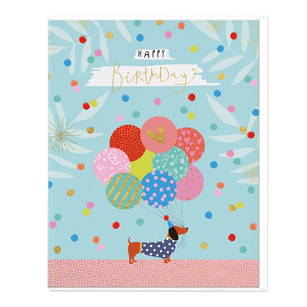 Greeting Card-D621 - Sausage Dog Happy Birthday Card-Whistlefish