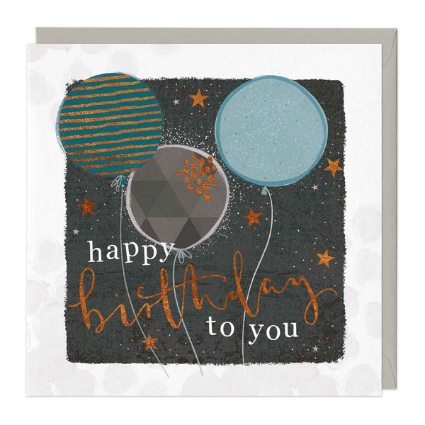 Greeting Card-D647 - Striped and Spotted Balloons Birthday Card-Whistlefish