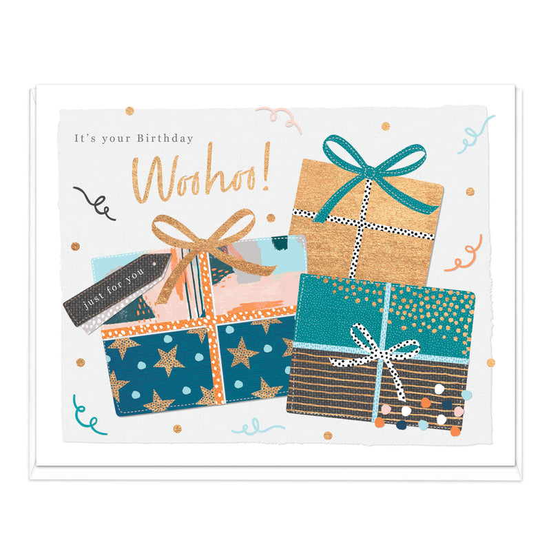 Greeting Card-D681 - Woohoo Presents Birthday Card-Whistlefish