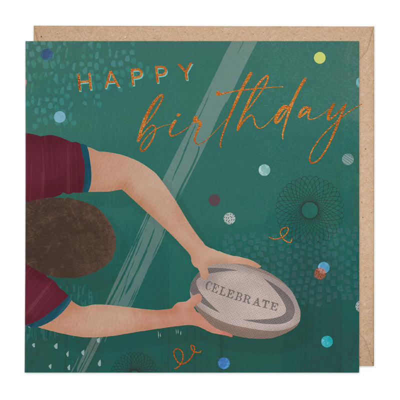 Greeting Card-D683 - Rugby Player Birthday Card-Whistlefish