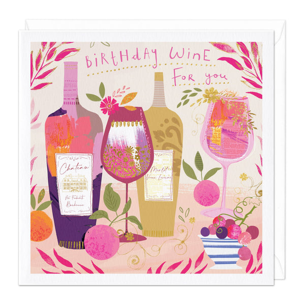 Greeting Card-D708 - Birthday Wine For You Birthday Card-Whistlefish