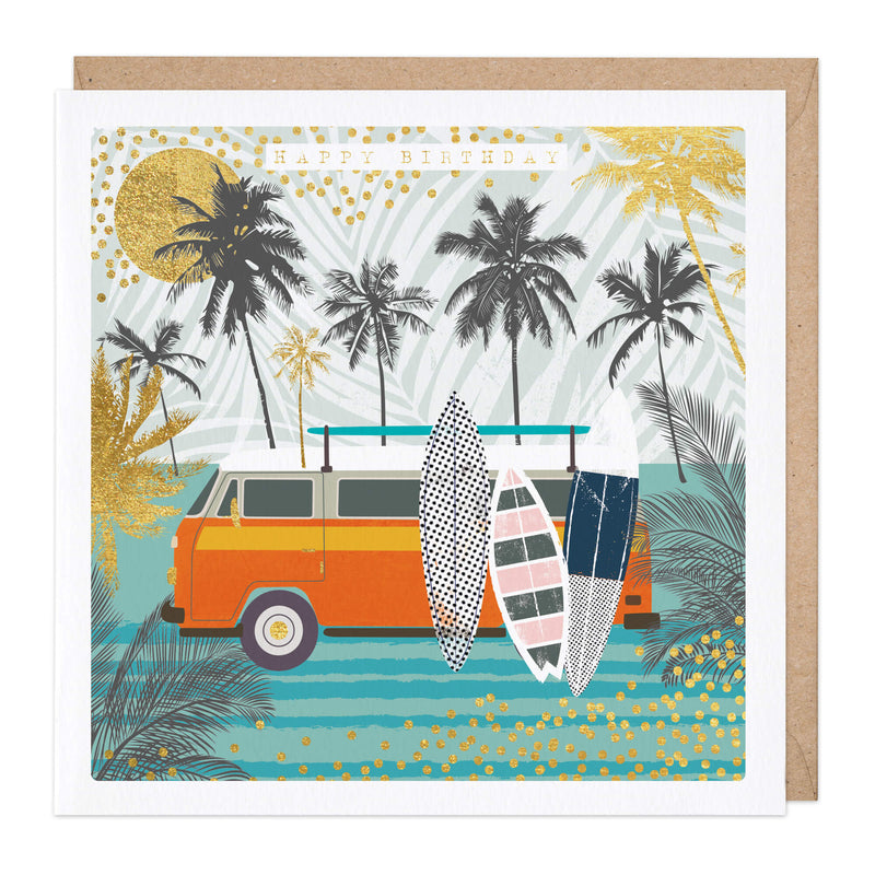 Greeting Card-D725 - Campervan Beach Birthday Card-Whistlefish