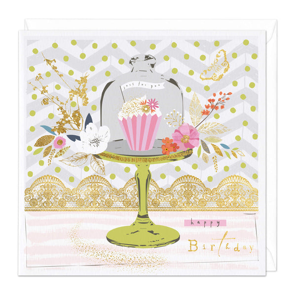 Greeting Card-D730 - Bell Jar Cupcake Birthday Card-Whistlefish